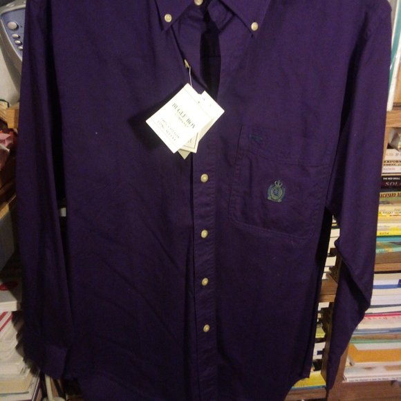 1 VINTAGE NEW BUGLE BOY LS BUTTON DOWN DRESS SHIRT MAROON SZ. SMALL - Picture 1 of 5